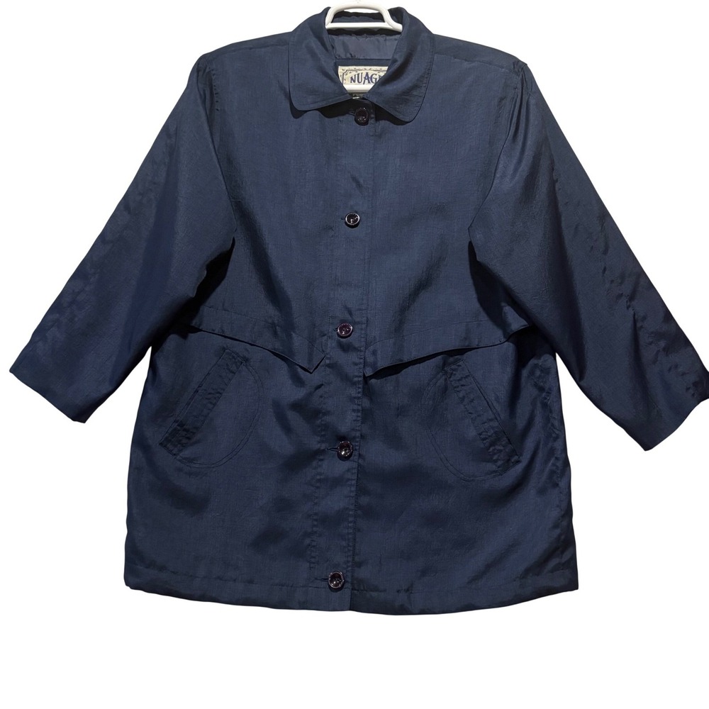 Vintage Nuage Navy Rain Jacket  Women's Large Lightweight Travel Coat
